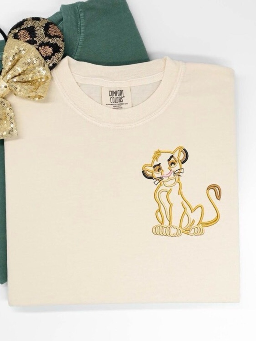 Disney Lion King Simba Embroidered Comfort Colors Tee Ivory 2XL